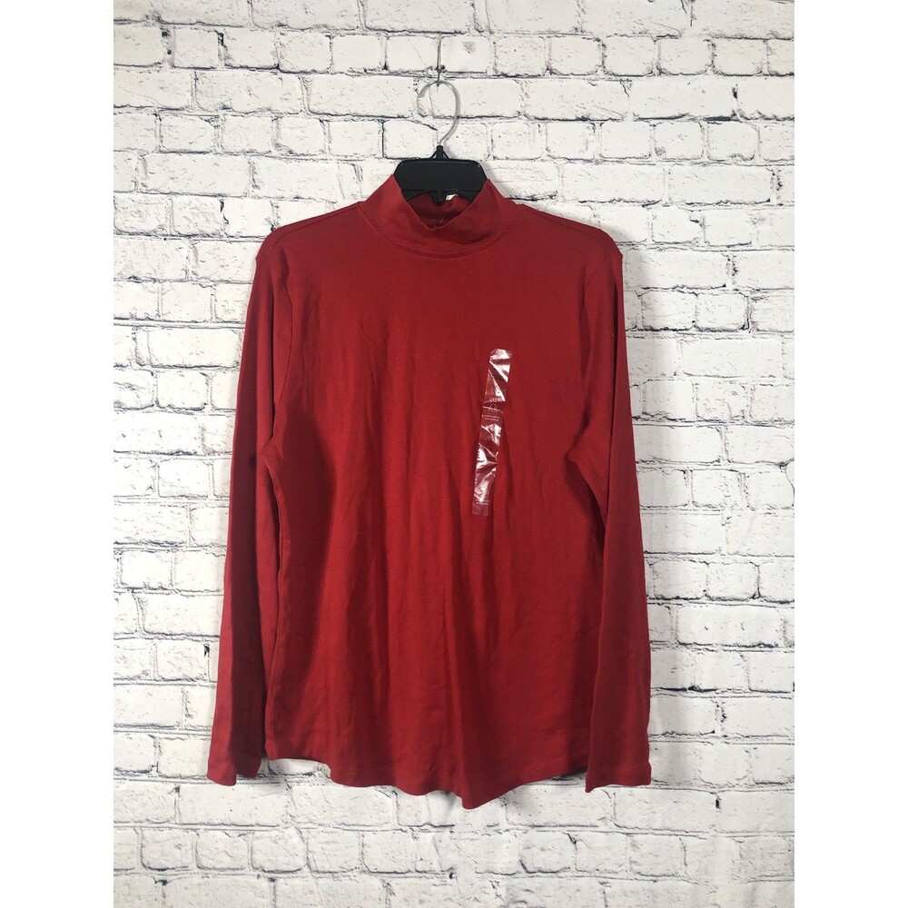 Charter Club Women's Pima Cotton Long Sleeve Mockneck Top Red XL NWT